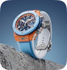Hublot Big Bang Unico resting on volcanic rock