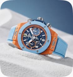 Hublot Big Bang Unico lying on rippled sand