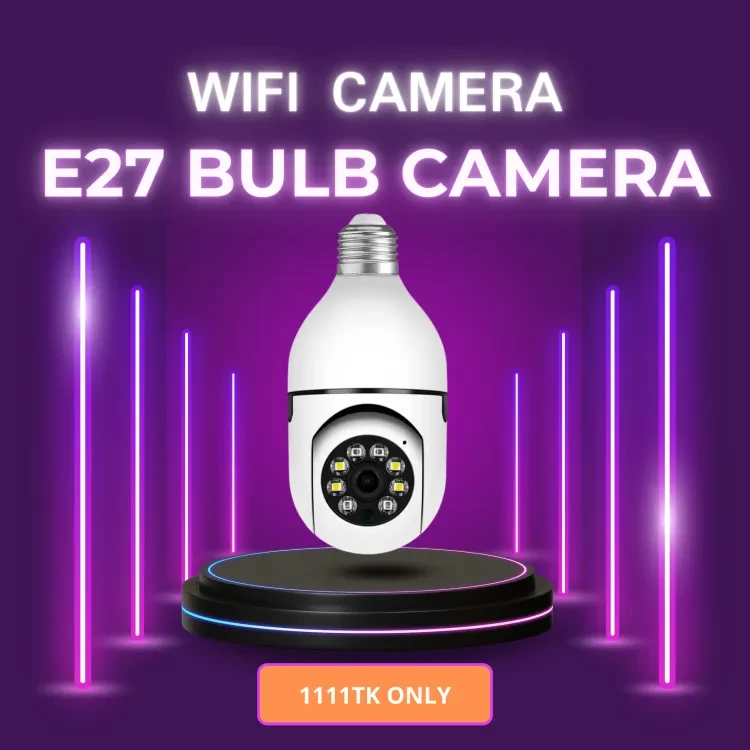 E27 Bulb Wifi Camera | Built in Hotspot | V380 App Supportted | 64gb Storage Supported